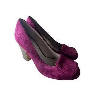 Hinge by Nordstrom 7 Mallory Suede 3” Block Heel Y2K Academic Purple Office Boho